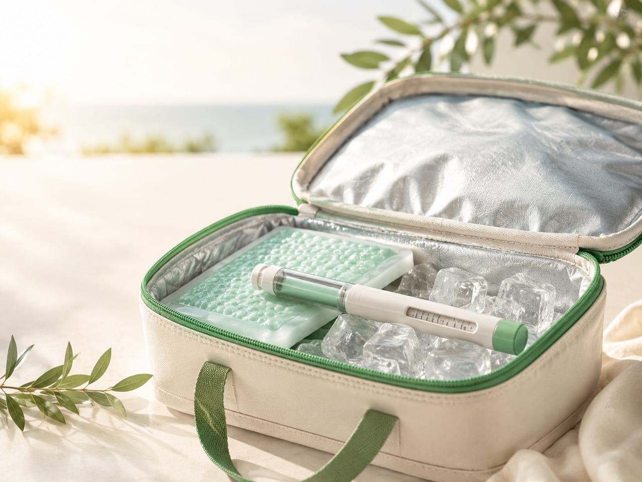 Borsa termica con penna per insulina tenuta al fresco, lontano dal sole